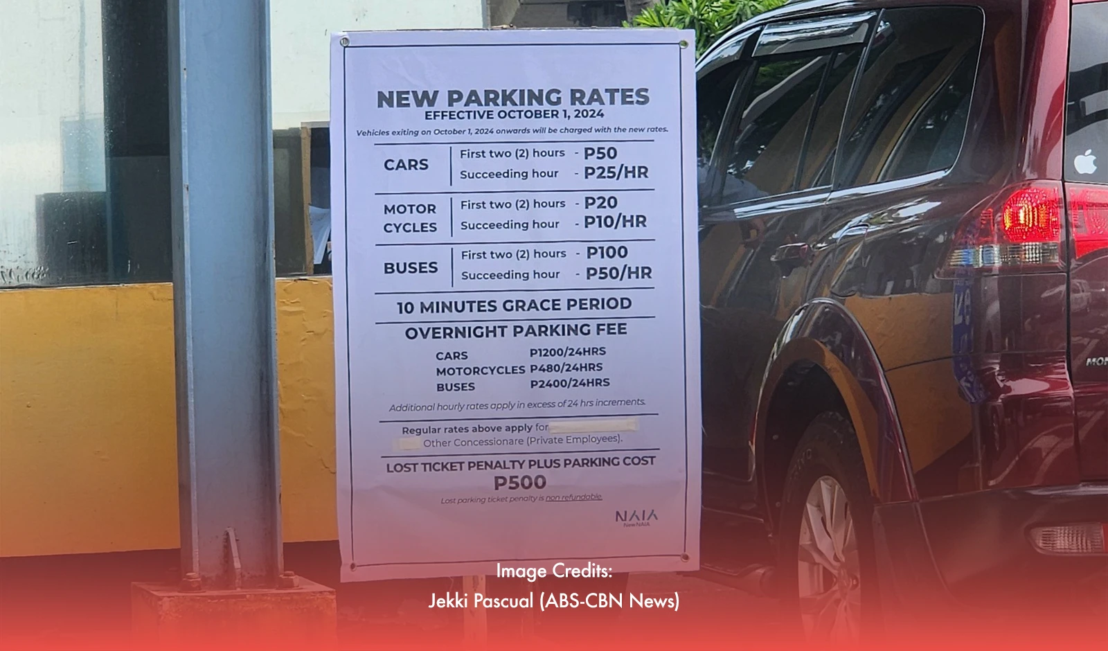 NAIA Overnight Parking Rates Surge To 300%